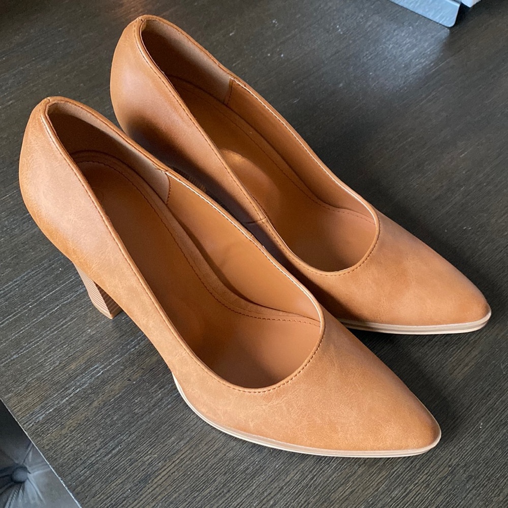 Genuine Brown Leather Heels